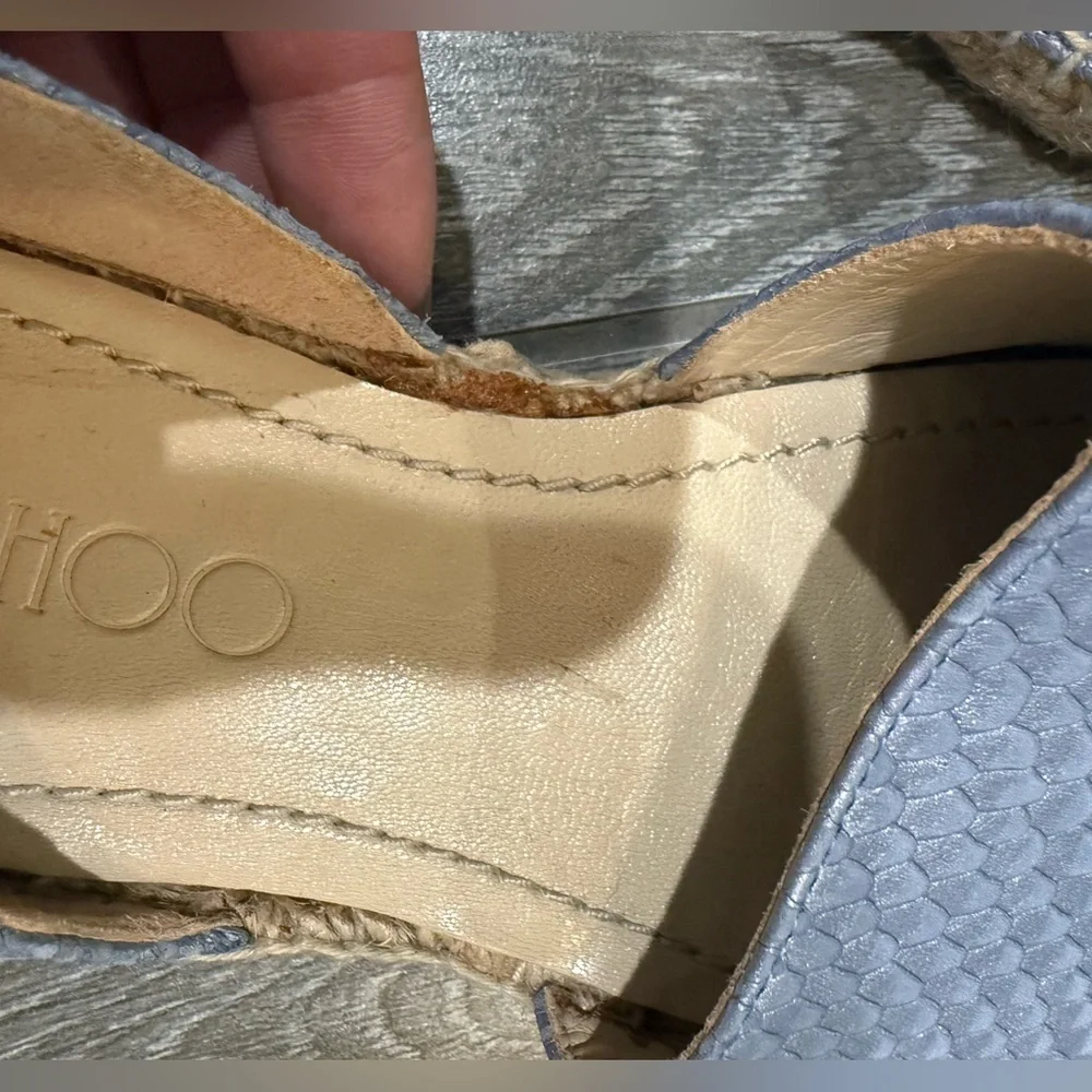 Jimmy Choo Dreya Blue Snakeprint Leather d'Orsay Espadrille - Size 39